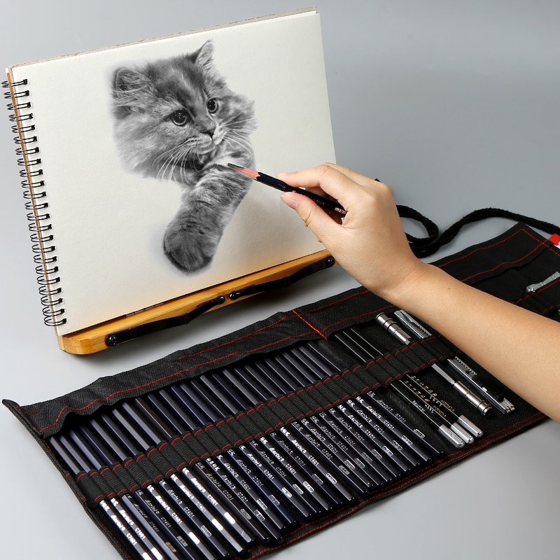 Ensemble de crayons à croquis de Marie débutant 2b4b outils de peinture pour adultes stylo à croquis stylo enfants sac à dessin fournitures d'art