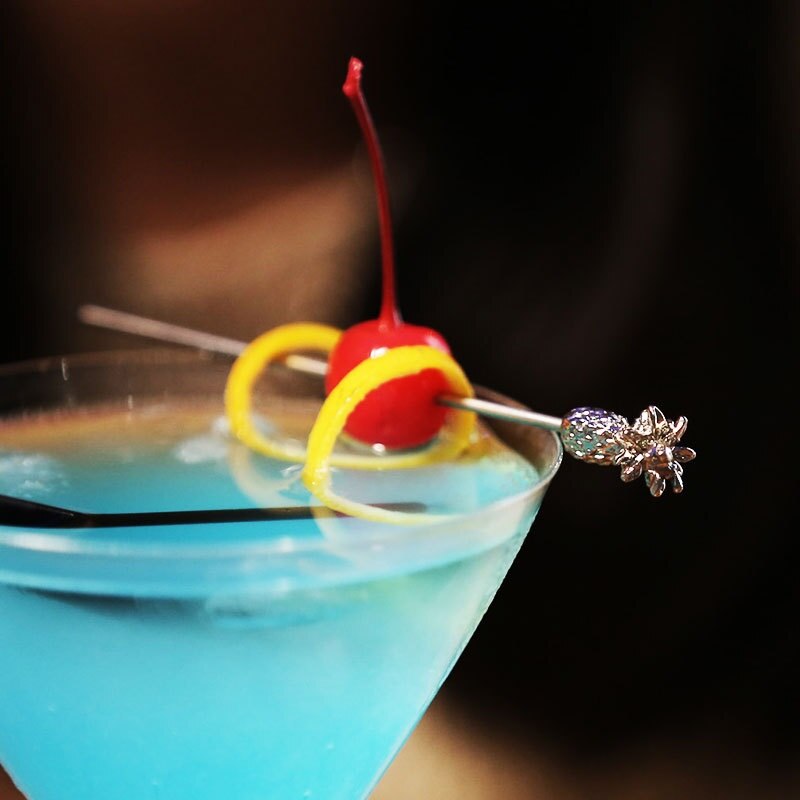 Stainless Steel Swizzle Sticks Fruit Pineapple Stick Cocktail Pick for Kitchen Bar Accessory