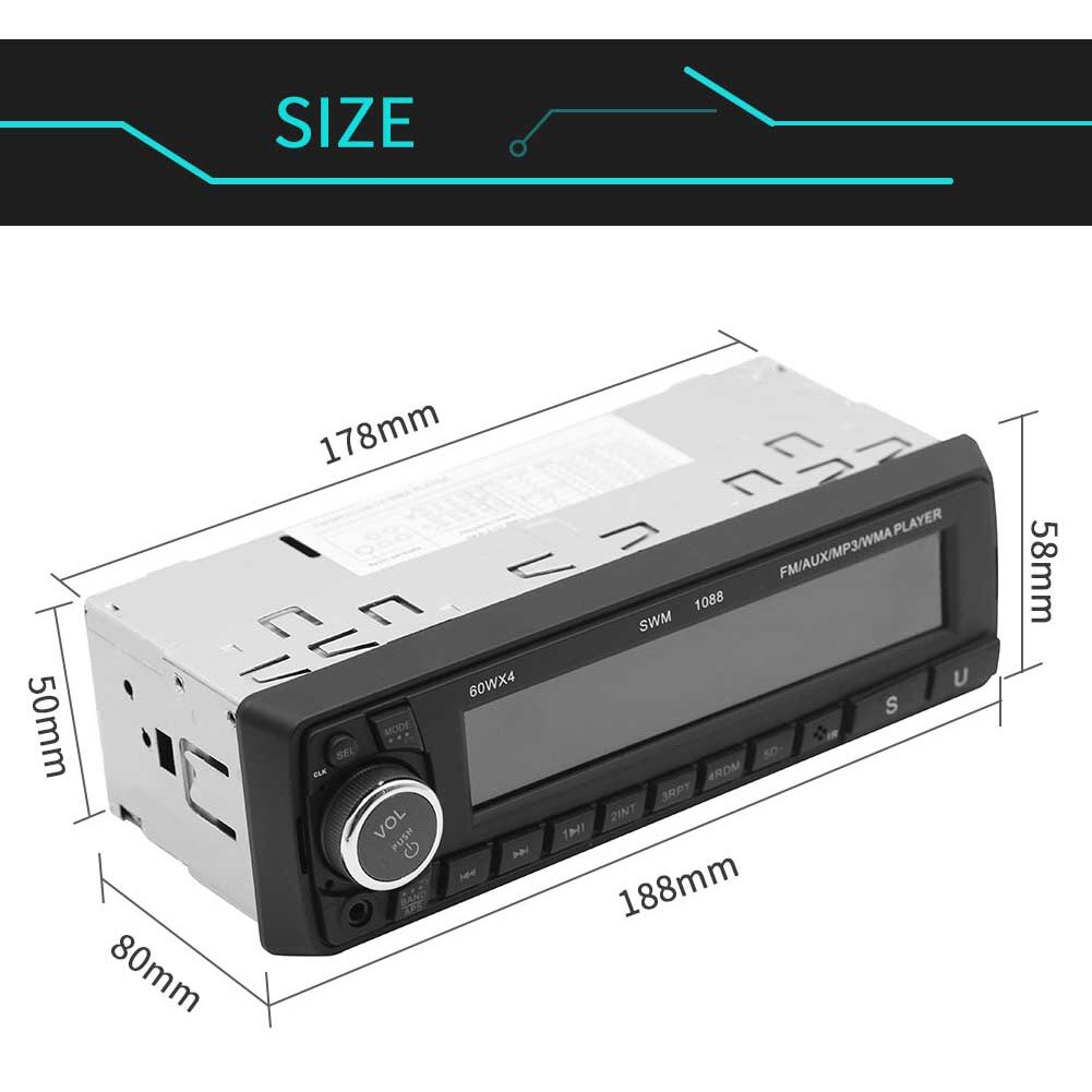 SWM-1088 autoradio Bluetooth AUX-in TF U disque lecteur MP3 unique 1 DIN Auto stéréo dans l'unité de tête de tableau de bord