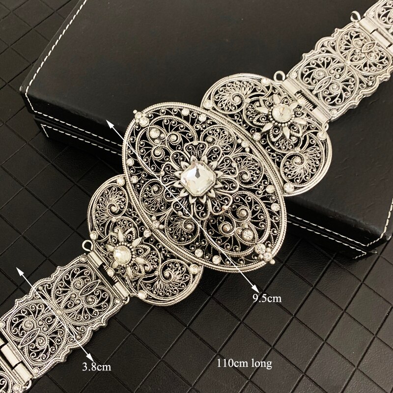 Tradycyjne kaukaskie ślubne paski platerowane srebrem świecący kryształowy pasek robić sukni ślubnej łańcuszki metalowe panna młoda pasy