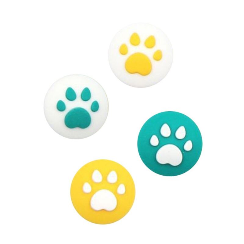 4 pçs bonito dos desenhos animados gato pata joystick silicone polegar apertos capa para nintend interruptor/lite jogo controlador acessórios balancim boné kit: 11