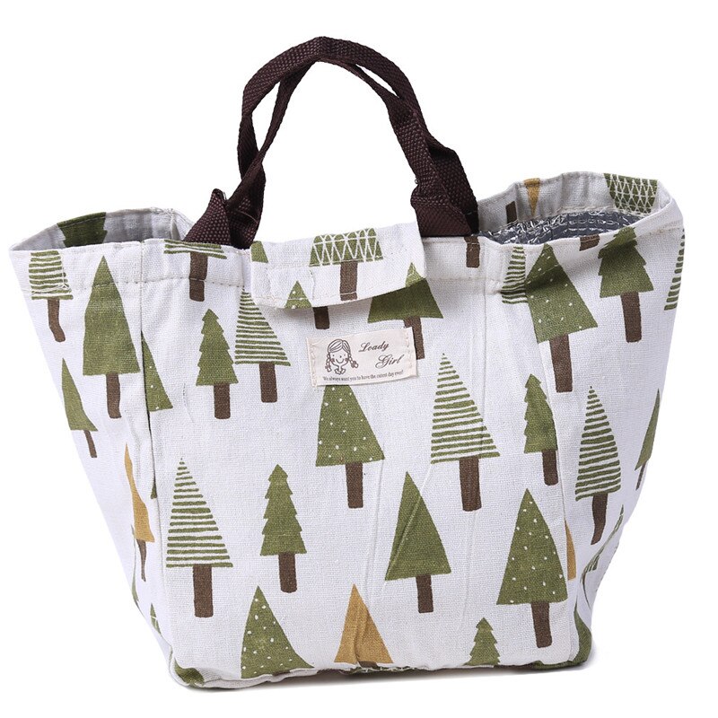 Female Lunch Food Box Bag Insulated Thermal Food Picnic Lunch Bags For Women Kids Men Cooler Tote Bag Case: Tree