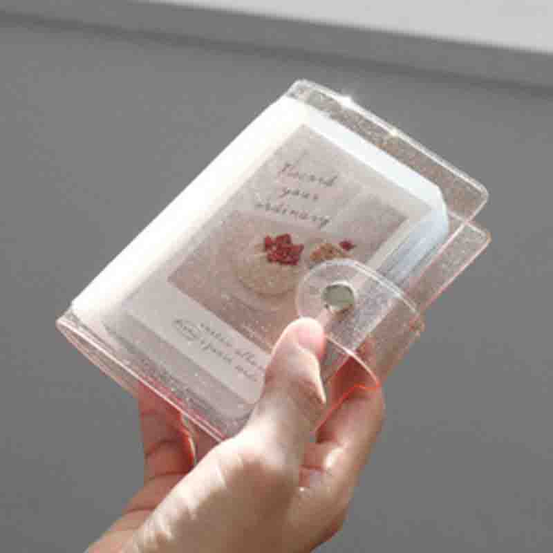Jelly Kleur Fotoalbum Voor Mini Card Photo Sticker Album Mini Fotoalbum Foto Album Roze Transparant Glitter Kaarthouder tas