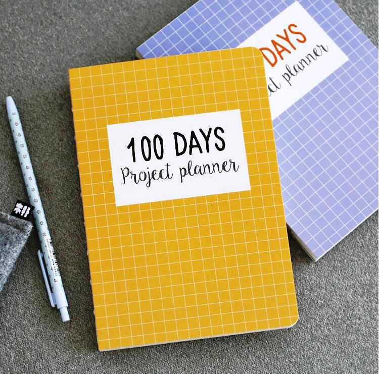 Cuadrícula mundial de 100 días, Agenda de estudio, cuaderno, papel de cuadrícula con organizador diario, diario, papelería,