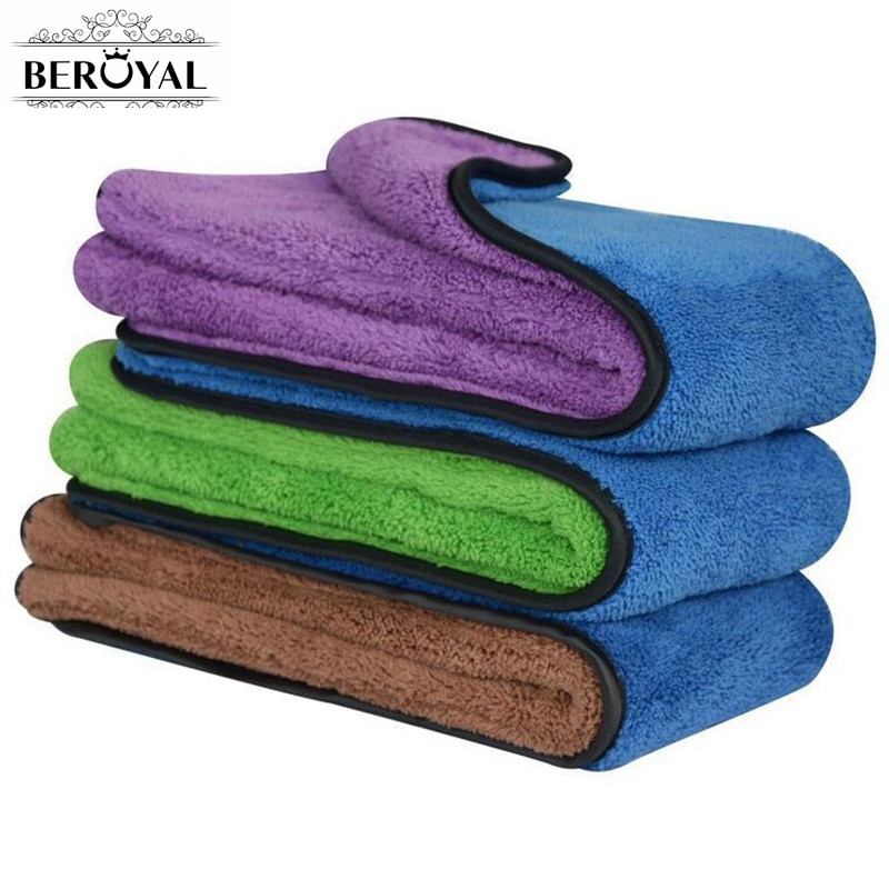 Beroyal mærke køkkenhåndklæde  -1pc super tykke plys mikrofiber bil rengøringsklude absorberende karklud polere håndklæder