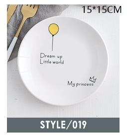 Ceramic Cactus Bread Plates Round Flamingo Western Steak Dish Heat-resistant Salad Dessert Tray Kitchen Serving Platter Dinner: Bright yellow balloo