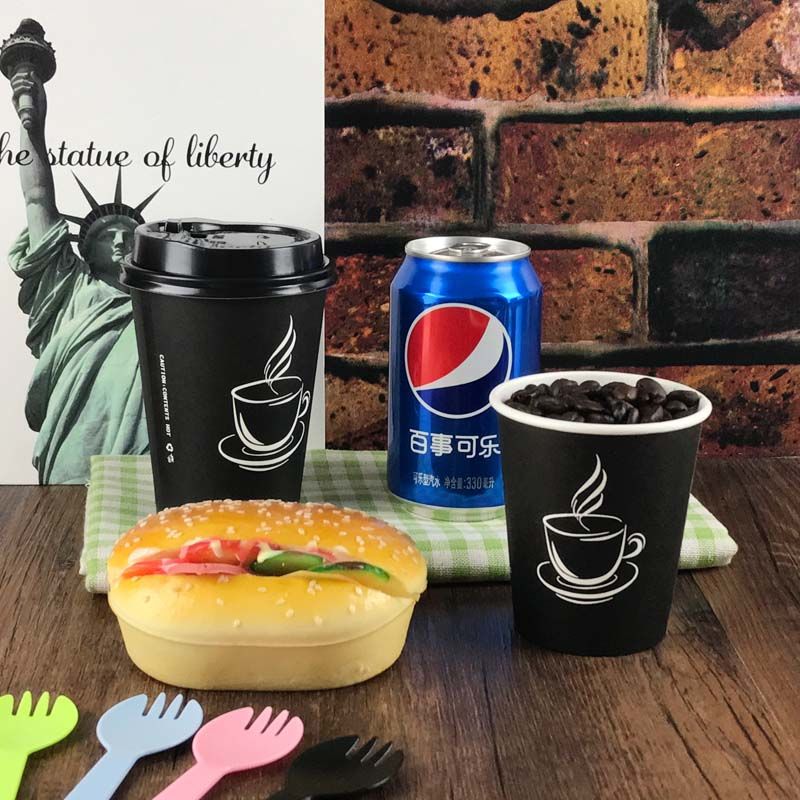 Disposable cup coffee paper cup milk tea cup with thick drink soy milk cup takeaway package cup with cover custom.