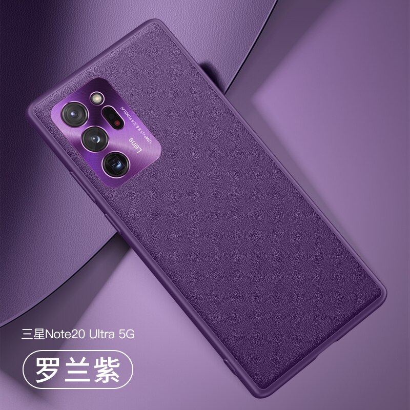 Voor Samsung Galaxy Note 20 Ultra Case Luxe Pu Leather Grain Matte Beschermende Cover Case Voor Samsung Note 20 note20 Ultra: For Note 20 Ultra / purple