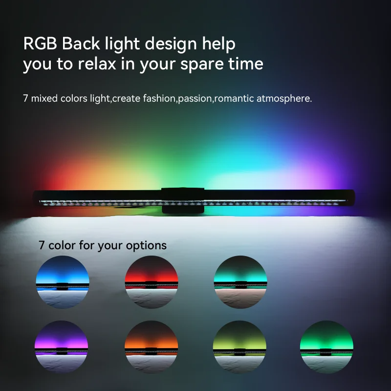 Barra de luz LED para Monitor, luces colgantes para pantalla de ordenador, lámpara de mesa de atmósfera RGB para trabajo, estudio, lectura de juegos, iluminación de atenuación, 44cm