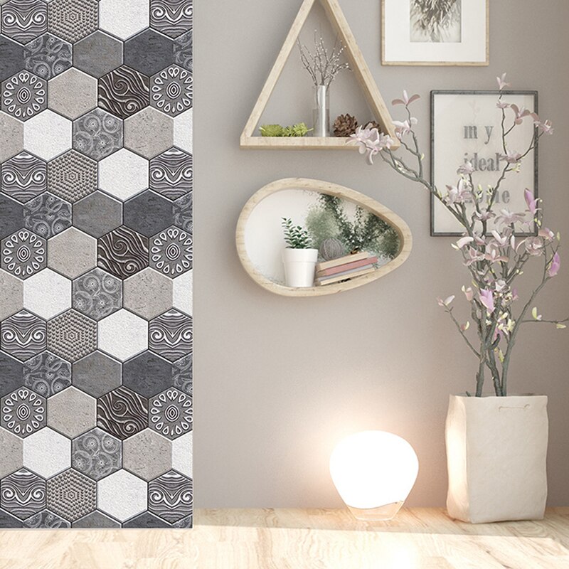 Självhäftande kök backsplash kakel tegel tapet 3d vintage pvc vägg klistermärke paneler för badrum väggar dekor vattentät