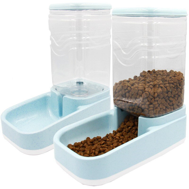 2 stykker / sæt kattefoderskåle til automatiske fødere til hunde vanddispenser springvandflaske til katteskål fodring og drikke: Blå