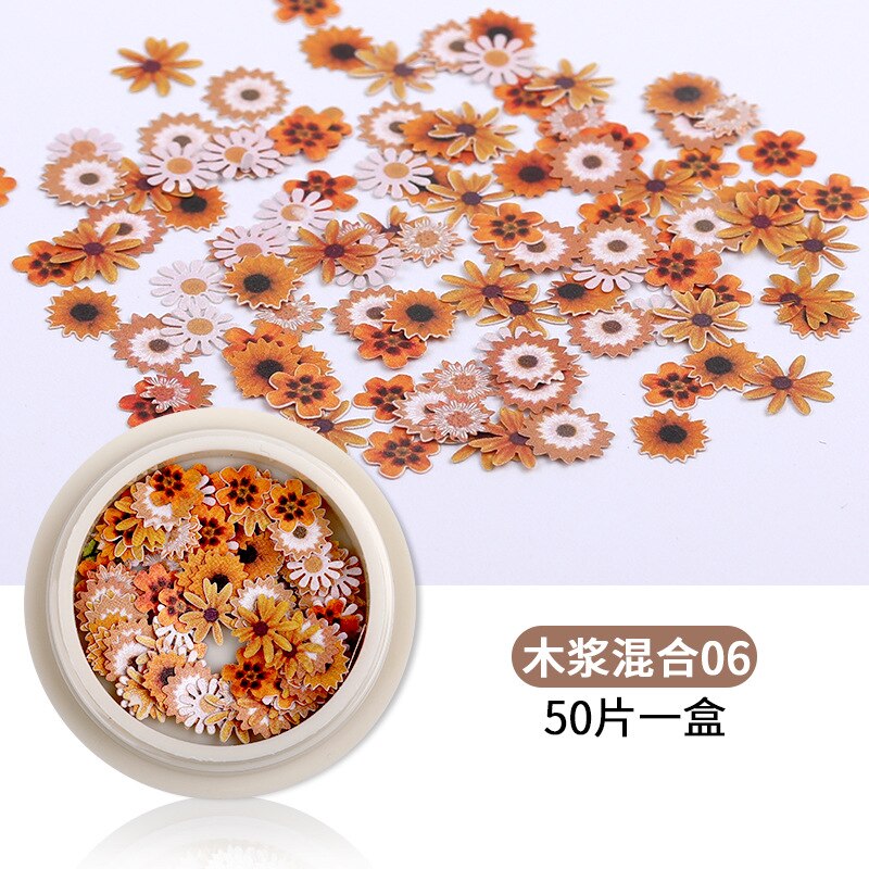 Neglekunst dekorationer negletilbehør tusindfryd blomster og blade blandet neglepasta ultra tynd neglefiner 3 dnail art 1 æske: 06