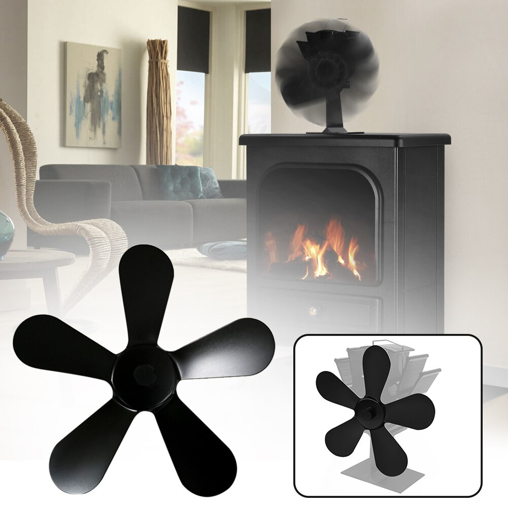 5 bladen winter energiebesparende geluidsarme aluminium woonkamer huishoudelijke houtkachel warmte aangedreven moderne open haard ventilator efficiënt