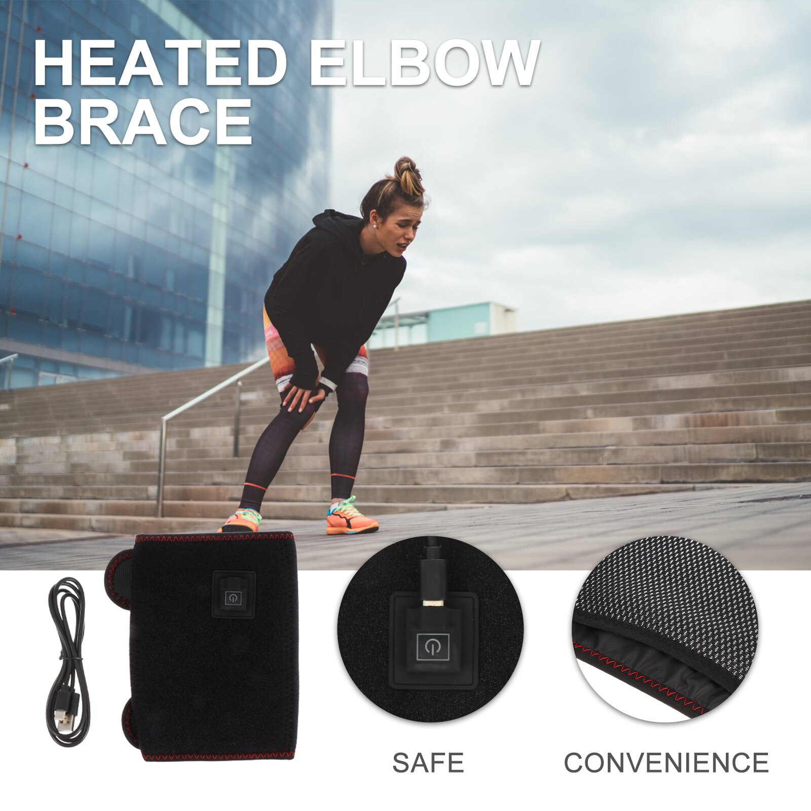 Heated Elbow Therapy Wrap USB Electric Heating Elbow Brace Health Care Pain Relief Heated Elbow Brace for Pain Relief