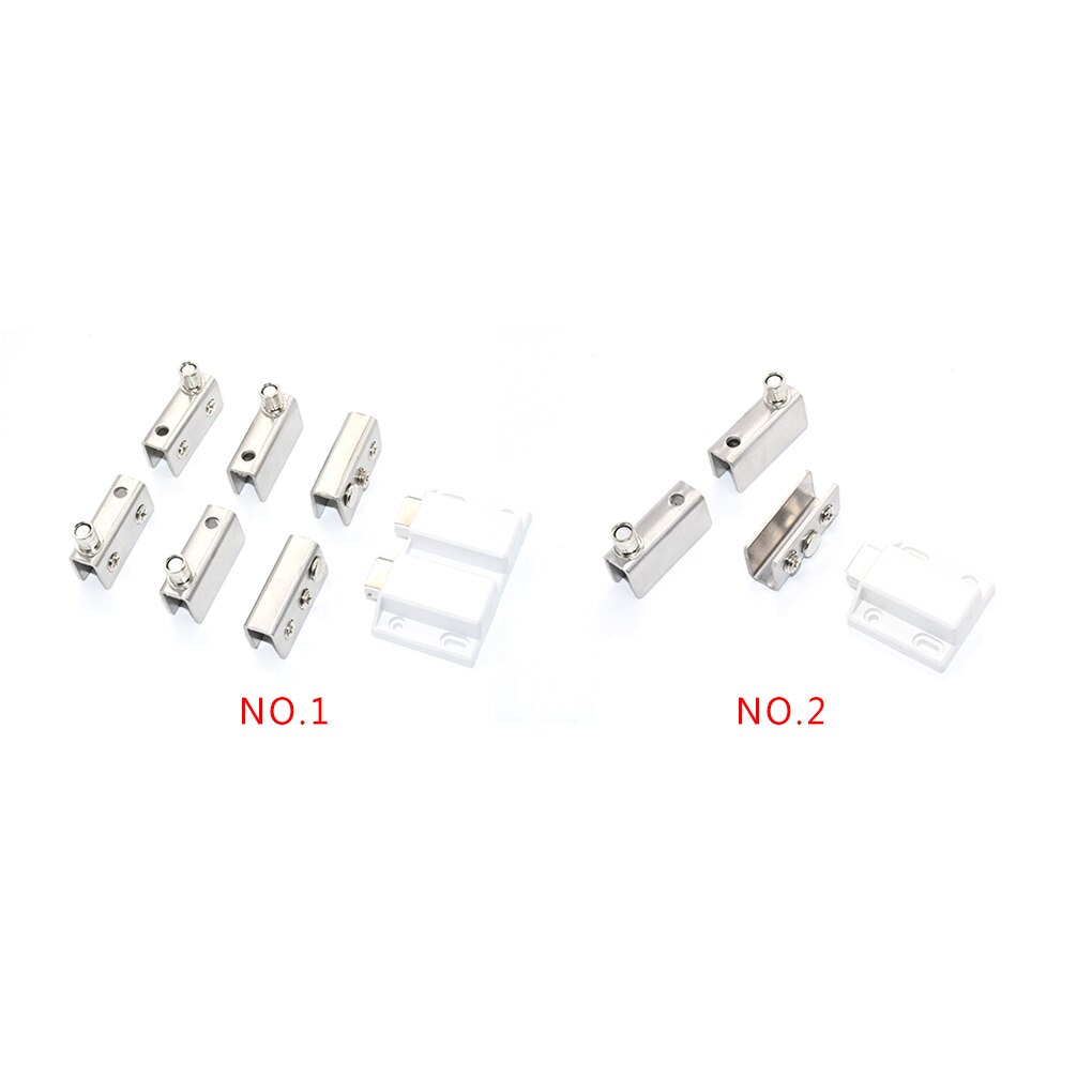Stainless Steel Glass Door Pivot Hinge Set Glass Showcase Cabinet Clamp Clips for 5-8mm Glass Door