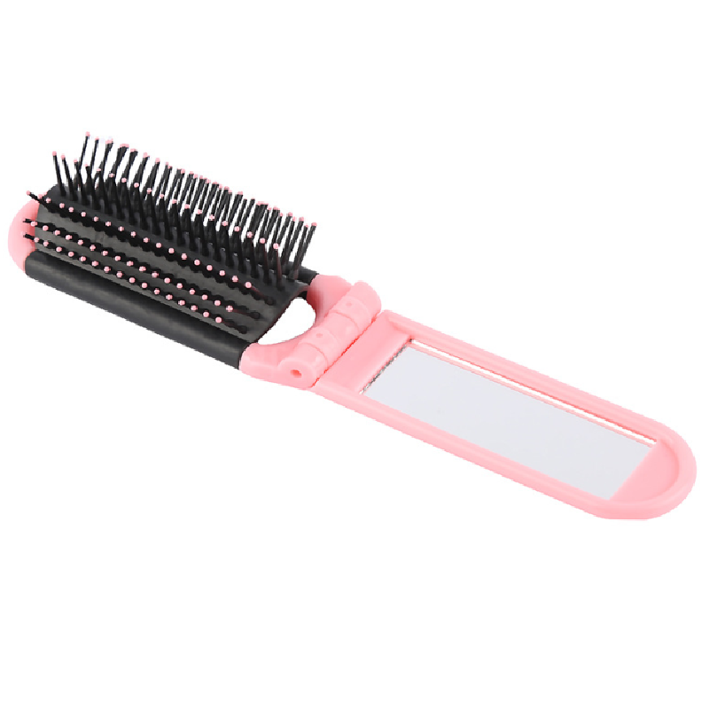 Cepillo de pelo plegable portátil con espejo, peine de viaje compacto, monedero de tamaño bolsillo, nueva , 1 unidad