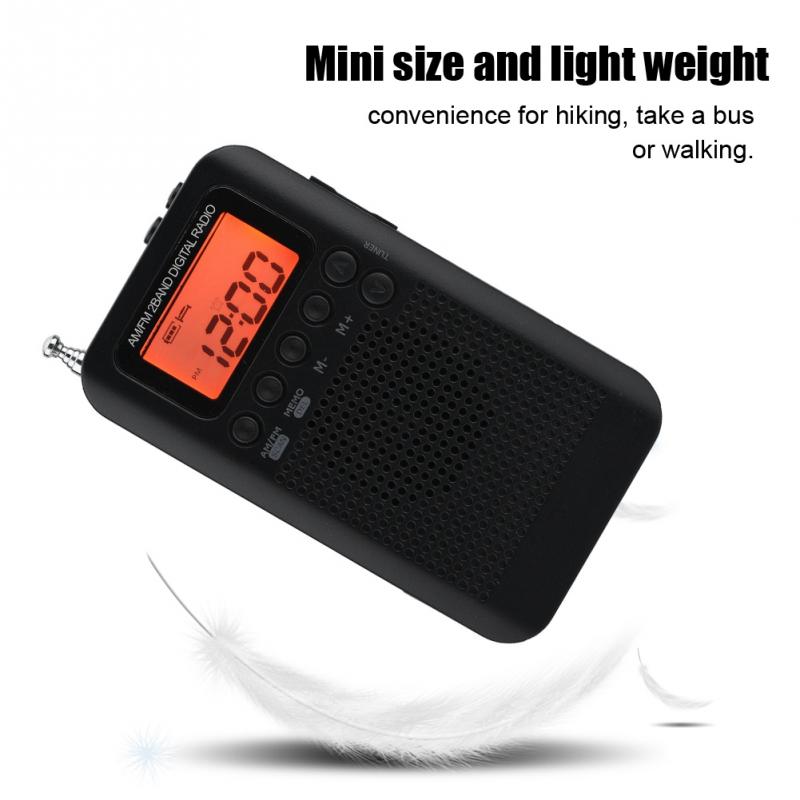 Digital Pocket Radio Portable AM/FM Digital Tuning Radio Dual Band Stereo Mini Radio 3.5mm Headphone Jack LCD Display Screen