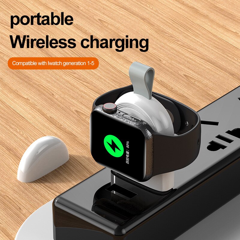 Mini adaptador portátil para Apple IWatch 1, 2, 3, 4, 5, 6, 7 SE, Base de carga rápida para reloj inteligente, cargador inalámbrico tipo C/ USB