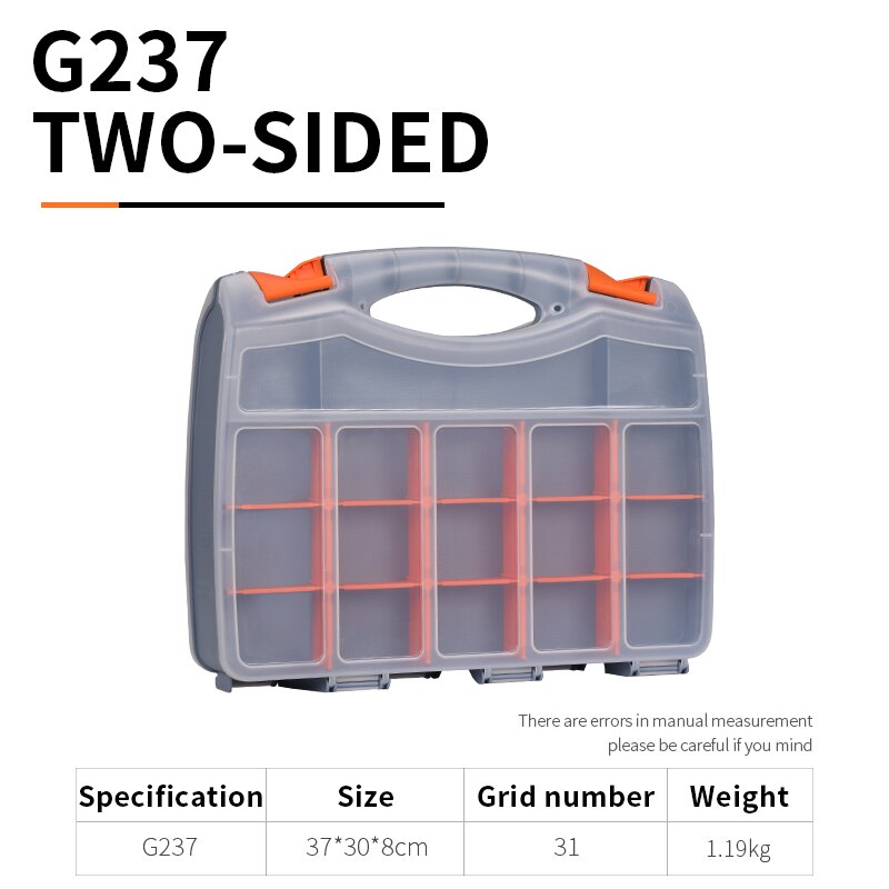 GREENER Plastic Portable Parts Box Screw Storage Box Metal Parts Hardware Tool Screwdriver Auto Repair Divided Material Tool Box: Double-sided large