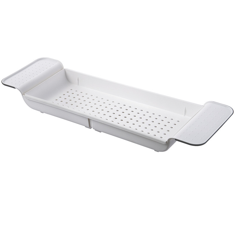 Drain Telescopic Bathtub Rack, Bathroom, Plastic Bath Basin Rack, Bathtub Tray, Kitchen Sink, Bath And Storage Rack: White