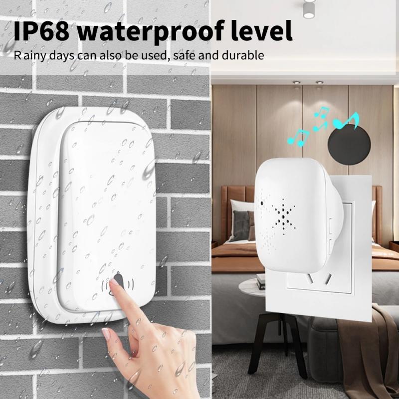 Wireless Battery-free Doorbell 433Mhz Home Welcome Smart Door Bell 150M Long Wireless Distance 32 Songs Home Welcome Door Chimes