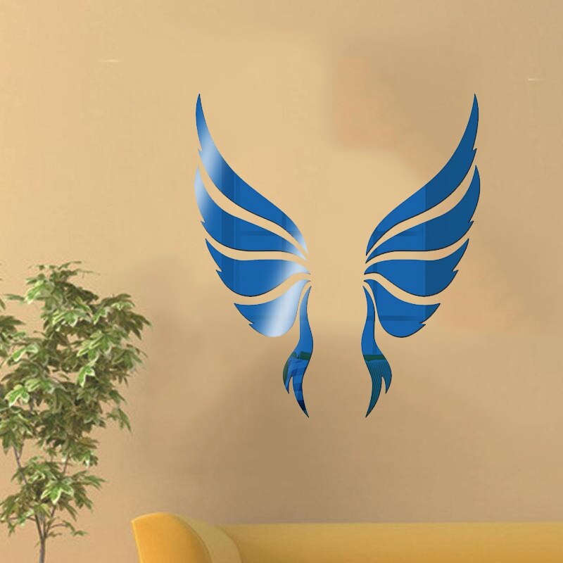 Angel Wings Acrylic Mirror 3D Wall Stickers Angel Wings Wall Sticker Decal DIY Art Home Decoration Stickers For Room 1