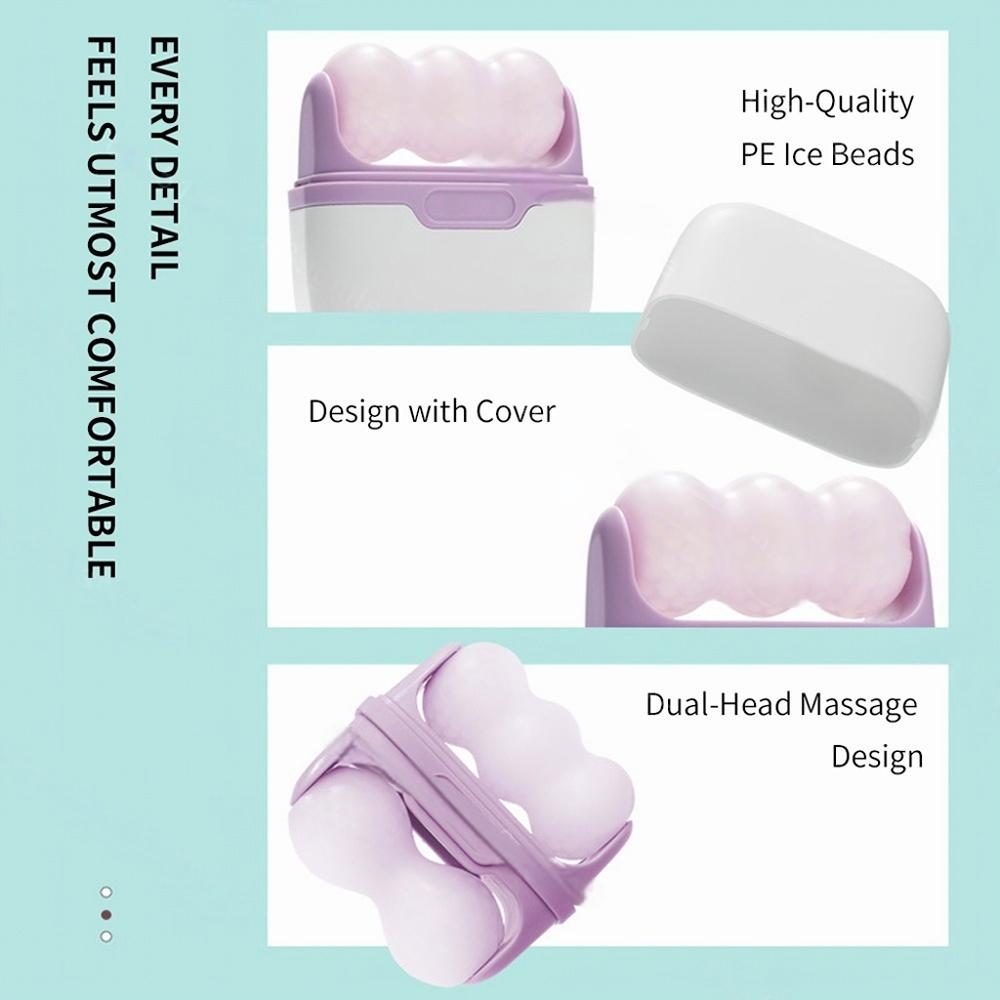 Tweekoppige gezichtsijsroller, gebruikt voor gezichts- en hoofdmassage, gemaakt van harsmateriaal, zonder geur en batterij