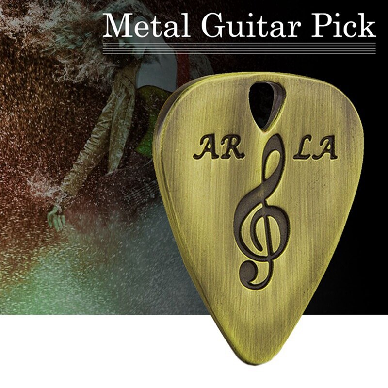Púa de guitarra de Metal AD-2Pcs, 0,38mm, fina, duradera, Color plateado, Ukelele de Bajo , Color bronce y oro rosa