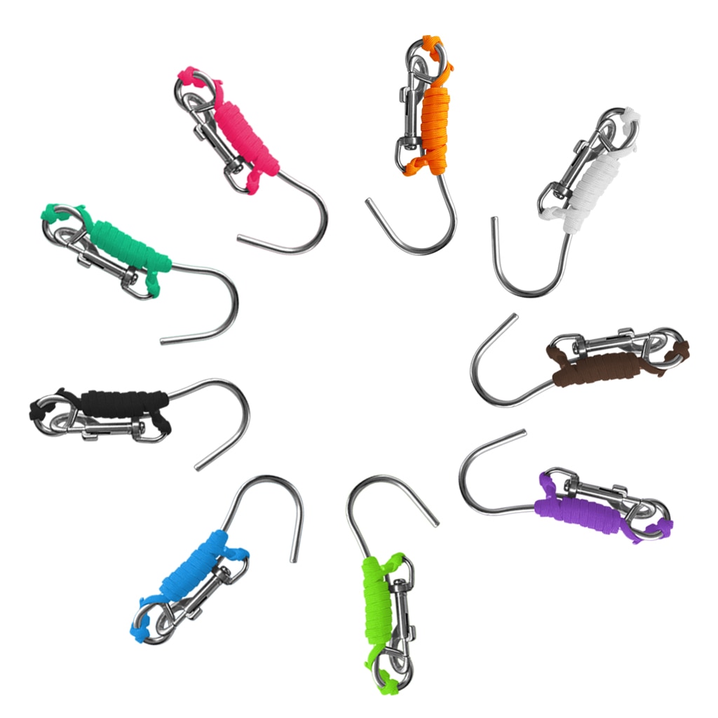 Scuba Diving Reef Drift Hooks With 120cm Line & Stainless Steel Clip Single Reef Hook