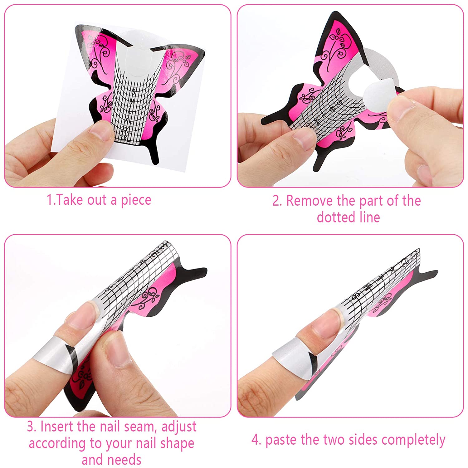 Pack of 400 Nail Stencil Nail Shape Guide Extension Sticker Paper Nail Art Tips Self-Adhesive Nail Art Forms Sticker DIY