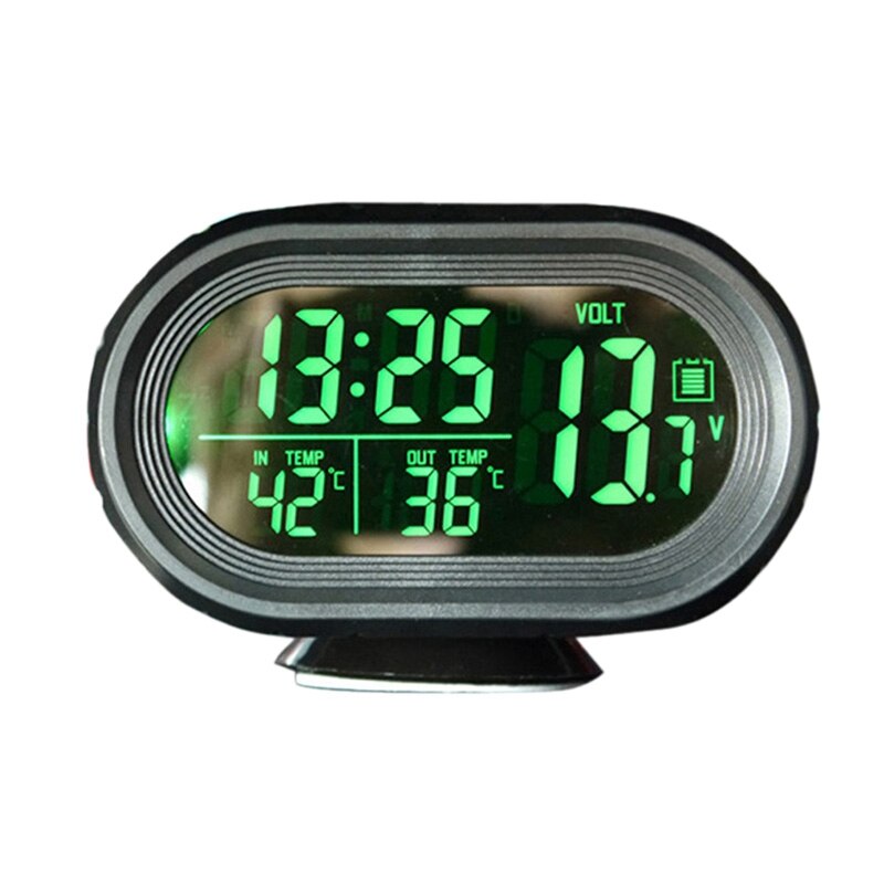 Multifunctionele Auto Thermometer 3 In 1 Auto Digitale Auto Thermometer Auto Klok Led Elektronische Klok: Default Title