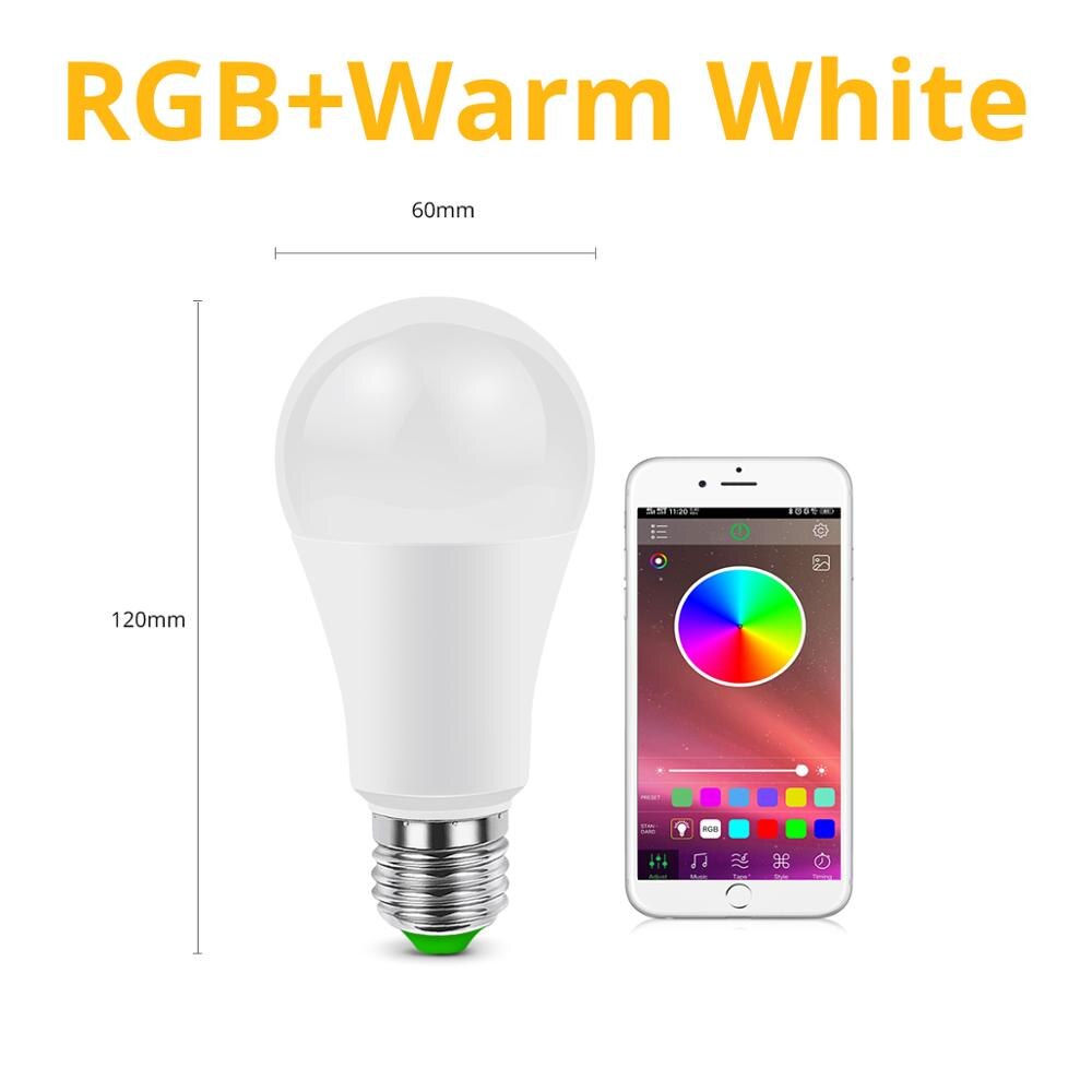 Dimmable Bluetooth 4.0 APP LED Bulb E27 RGBW RGBWW 15W AC85-265V Wireless LED Indoor chandelier Lamp Smart Home Lighting: Bluetooth RGBWW