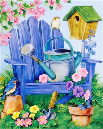AZQSD Unframe peinture pour travaux manuels par numéros sur toile fleur Dewcor pour la maison peinture à l'huile par numéros ensemble oiseaux peint à la main: SZGD1917