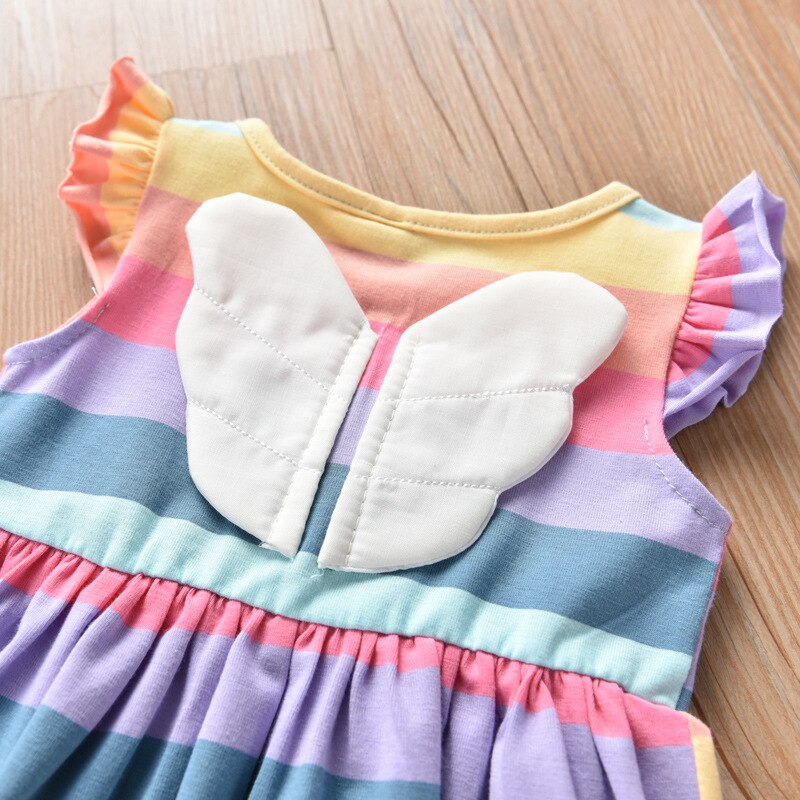 Piger prinsesse tøj børn regnbue baby kjoler bomuld fest pige kjole koreansk børn tøj børn kjoler 2 3 4 5 6 7 år