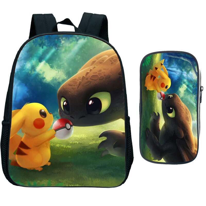 Scuola materna Zaino con Sacchetto Della Penna 2pcs Set Bambino Come addestrare Il Vostro Drago Zaino Del Fumetto Dei Bambini Bookbag