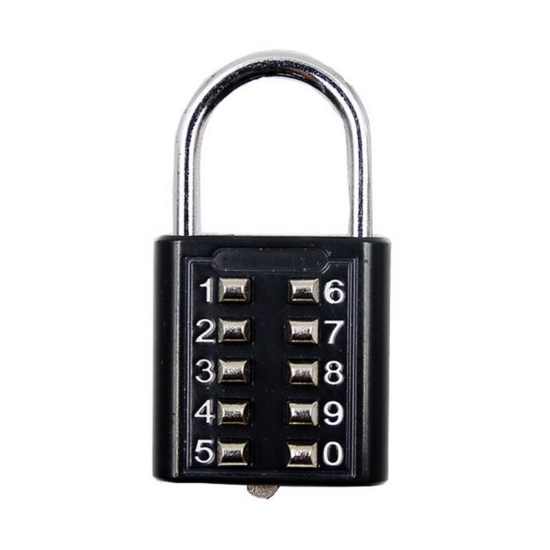 10 Digit Push Button Password Lock Chrome Plated Anti-theft Combination Padlock Push Password Locking Mechanism for Locker etc: black