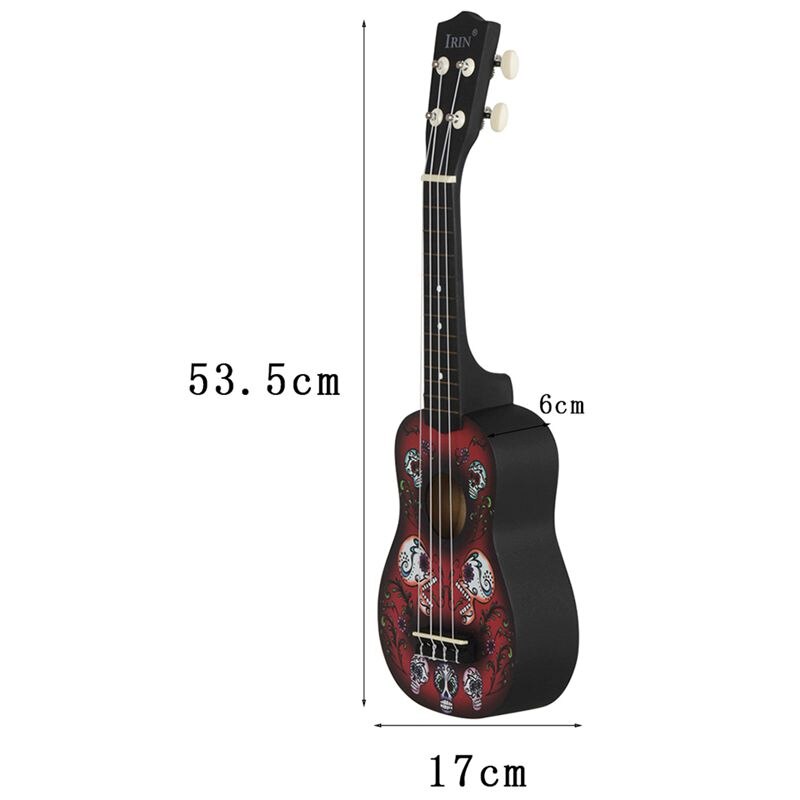 Irin 21 inch 15 frets sopraan ukelele uke 4 nylon snaren lindehout gitaar dolfijnpatroon universeel akoestisch instrument zwart + re