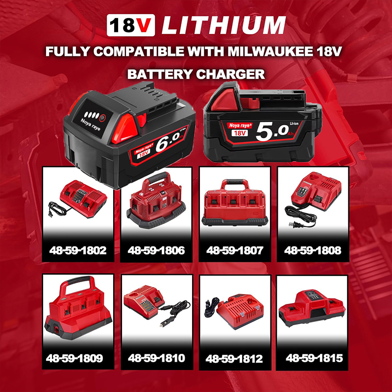 For Milwaukee M18 M12 Power Tool Battery XC 12v 18v 3Ah 5Ah 6Ah 9Ah M18B5 48-11-1815 48-11-1860 M18B2 M18B4 M18B5 Battery Packs