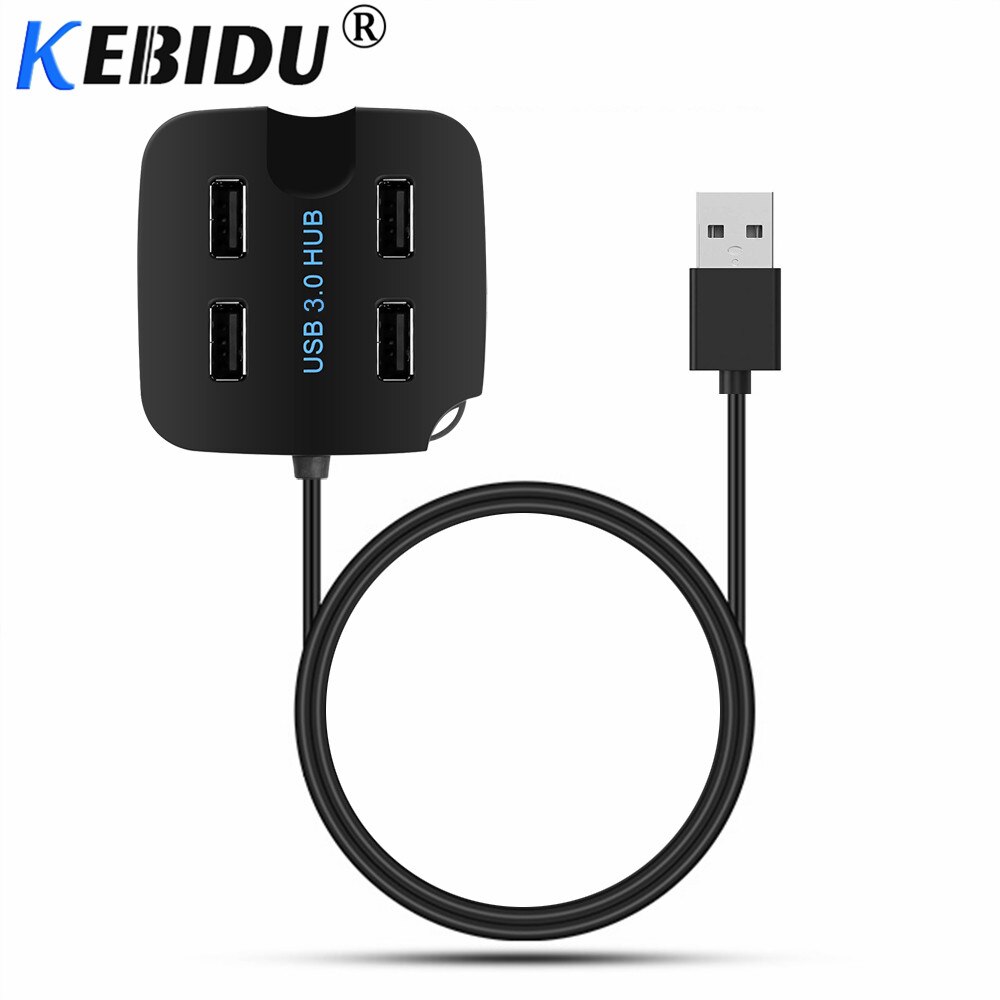 Kebidu Mini 4 Poorts USB 3.0 HUB Splitter High Speed USB 2.0 Hub voor Desktop Laptop met Standhouder voor Telefoon Tablet PC