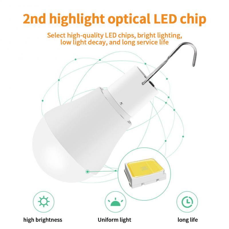 LED Solar Pendant Light Outdoor Solar Light Bulbs With Cable Garden Yard Solar Shed Lights Camping Tent Lamp Indoor Solar Lamps