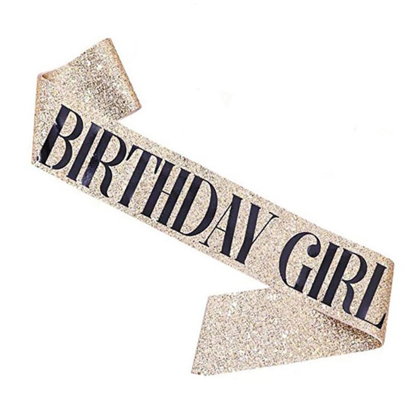 Pink Silver Gold Birthday Shoulder Strap Queen Birthday Banner Girl 18 20th Birthday Garland Happy Birthday Party Decor Adults: Fluorescence Yellow