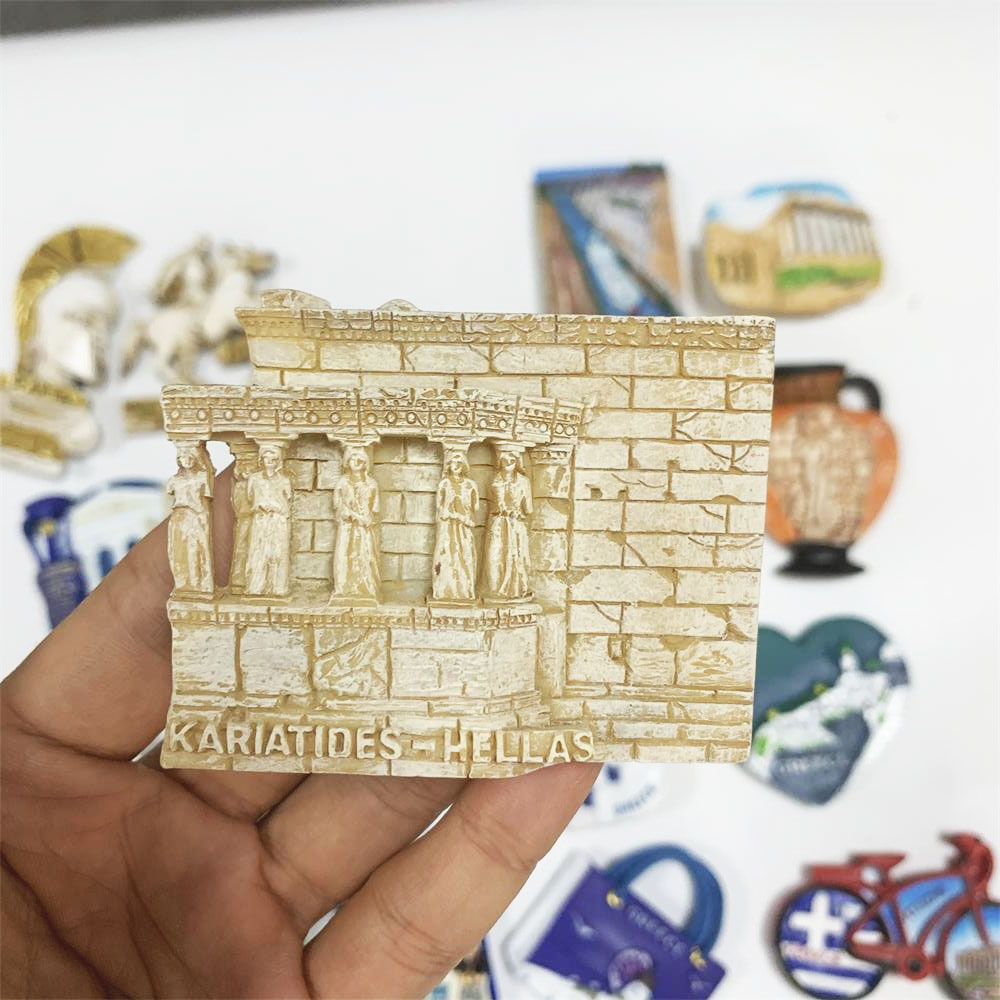 World travel Fridge Magnet Greece Sparta Kariatides Hellas Athens Sentorini Crete Tourist souvenir Magnetic Refrigerator Sticker: green