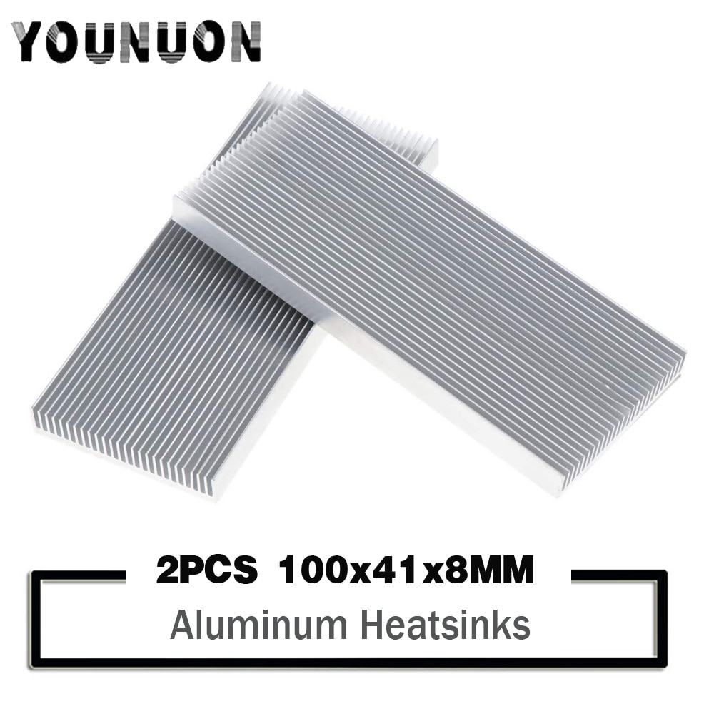 2PCS 100x41x8mm Aluminum Heat Sink Heatsink For High Power LED Amplifier Transistor