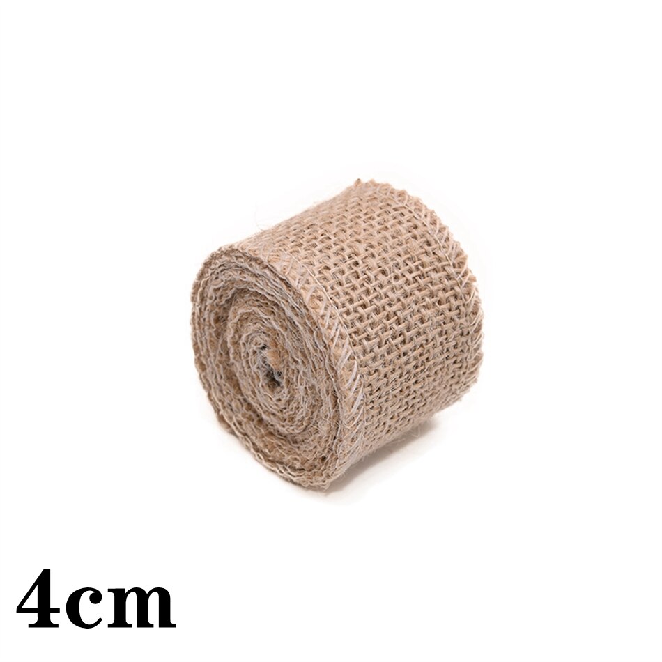 2 yards/rulle 150mm 300mm naturliga jute säckvävsband för hantverk gör-det-själv långa hampaband rosett inslagning bröllopsfest dekorativt: 4cm