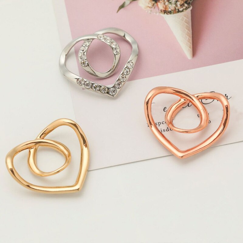 Hart Sjaal Broches Kristal Zijden Sjaal Gesp Broche Vrouwen Sjaal Ring Clip Sjaals Fastener Zoom Geknoopt Knop Accessoires