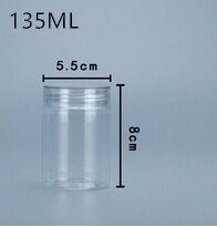 Botellas Vacías pequeñas de plástico transparente para alimentos, envases de condimentos, tarro transparente, almacenamiento para el hogar, 100ML, 150ML, 50 unidades: 135ML 50PCS