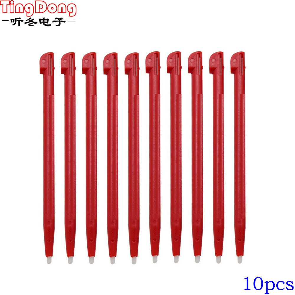 Lápiz óptico de plástico para consola de juegos Nintendo 2DS, lápiz táctil para pantalla táctil, negro, azul y rojo, 10 unidades: red