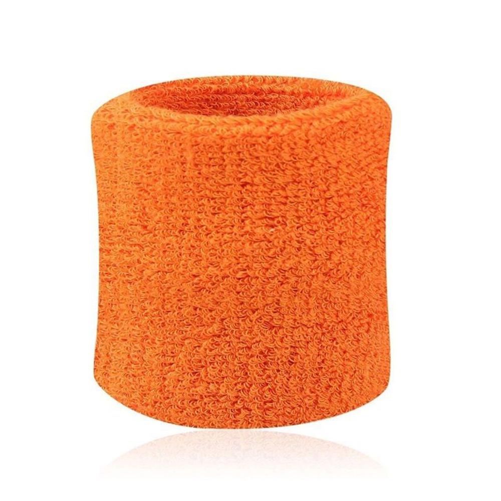 2PCS Colorful Cotton Unisex Sport Sweatband Wristband Wrist Protector Running Badminton Basketball Brace Terry Cloth Sweat Band: Orange