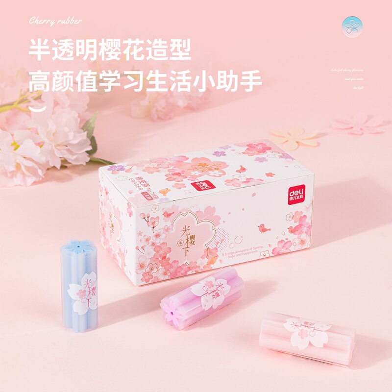 Deli Eraser Spring kawaii Stationery Rubber Eraser Student Prizes Solid Color Soft Eraser office and School Supplies