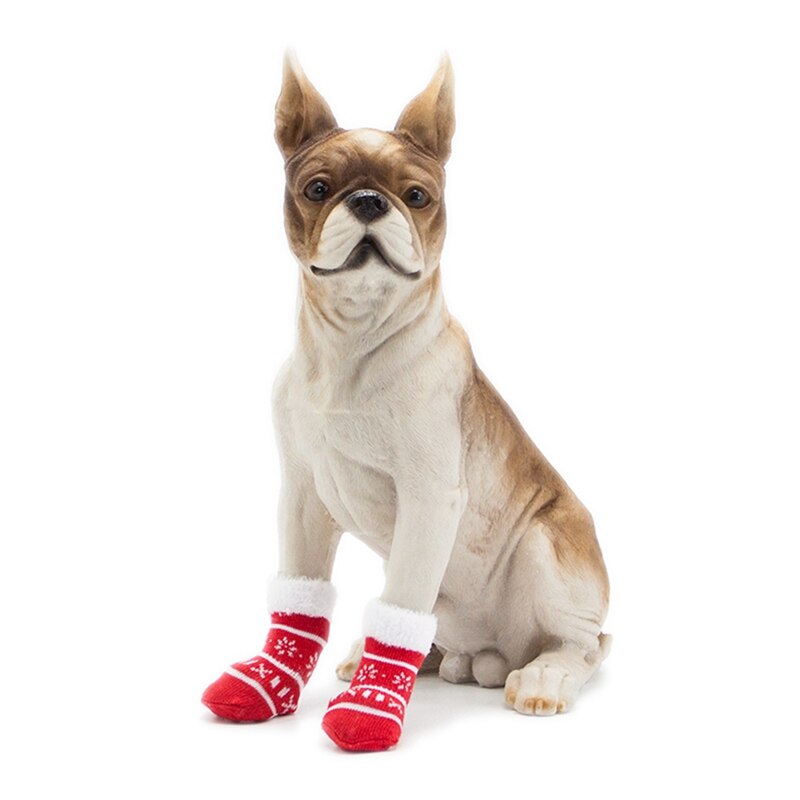 Animal Mignon antidérapant En Coton Tricoté Chaussettes Pour Petits Chiens De Noël Imprimé Pied Chaussettes Pour Animaux De Compagnie Costume 4 pièces/ensemble